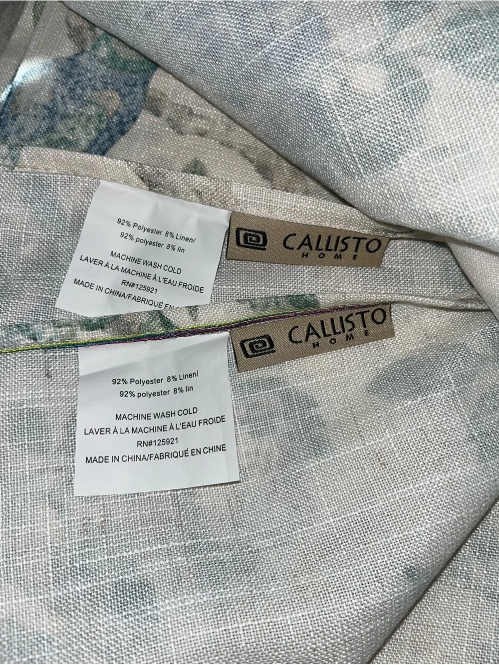 1-NWT CALLISTO HOME LINEN BLEND FLORAL  CURTAINS SET OF 2 PANELS SIZE 38”x 96”